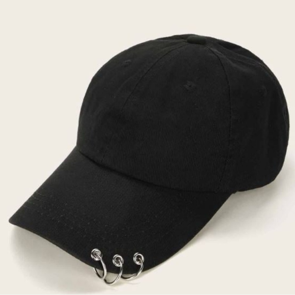 Black Cap with Silver Rings